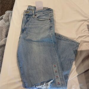 Old Navy Light Blue Boyfriend Jeans with Distressed Hem
